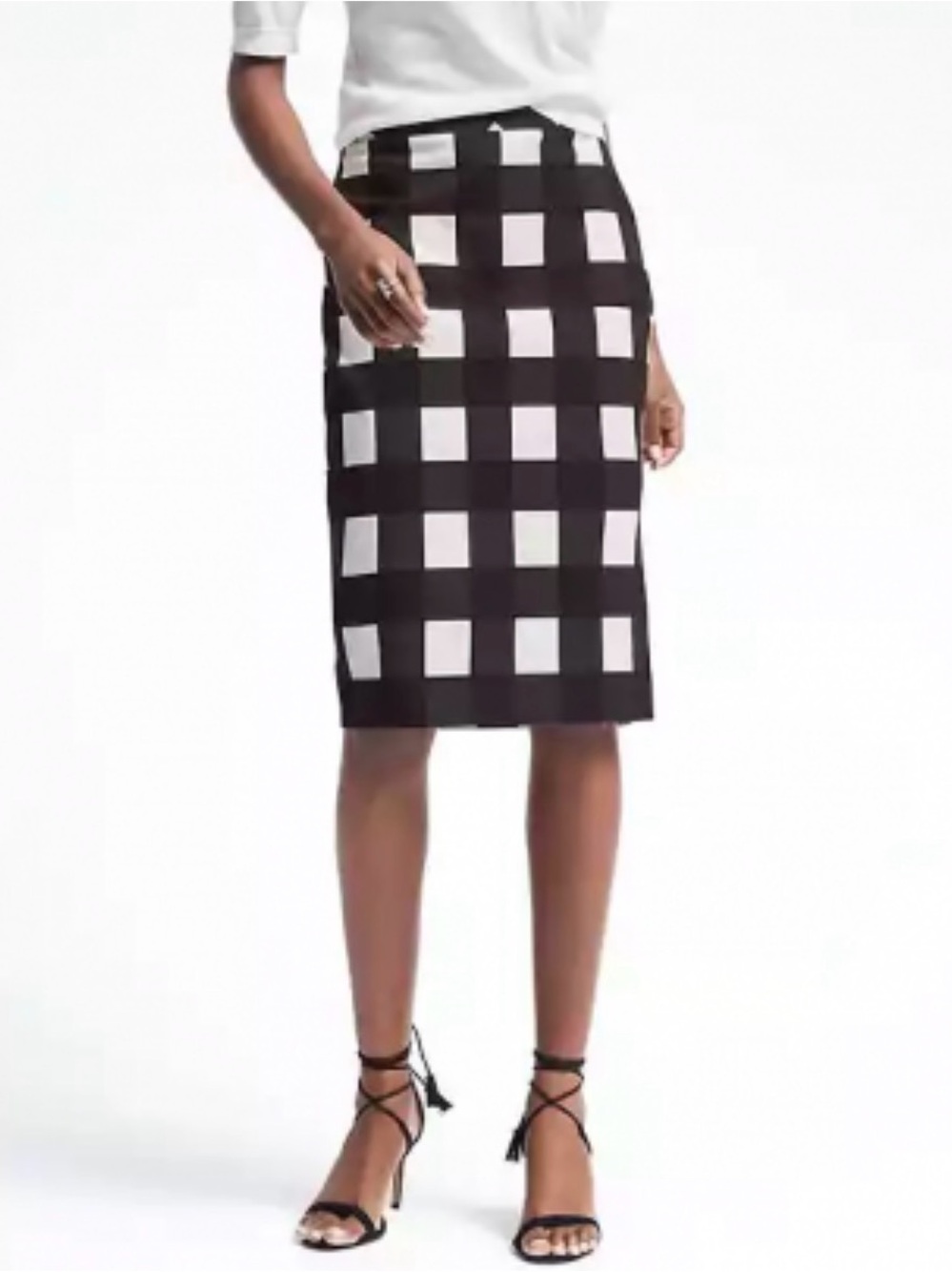 Banana Republic Black and White Gingham Skirt
